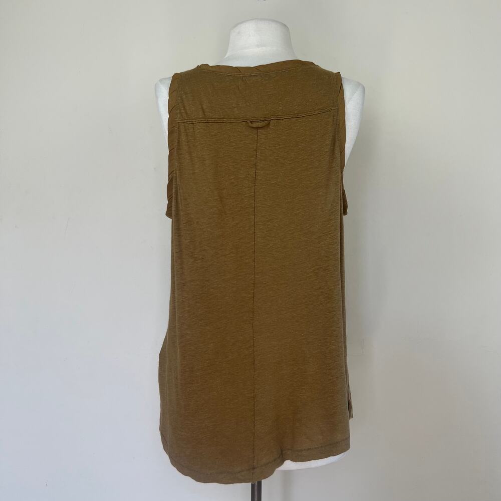 Free People traveler tank top moss green Henley linen sleeveless buttons size s - Picture 12 of 12